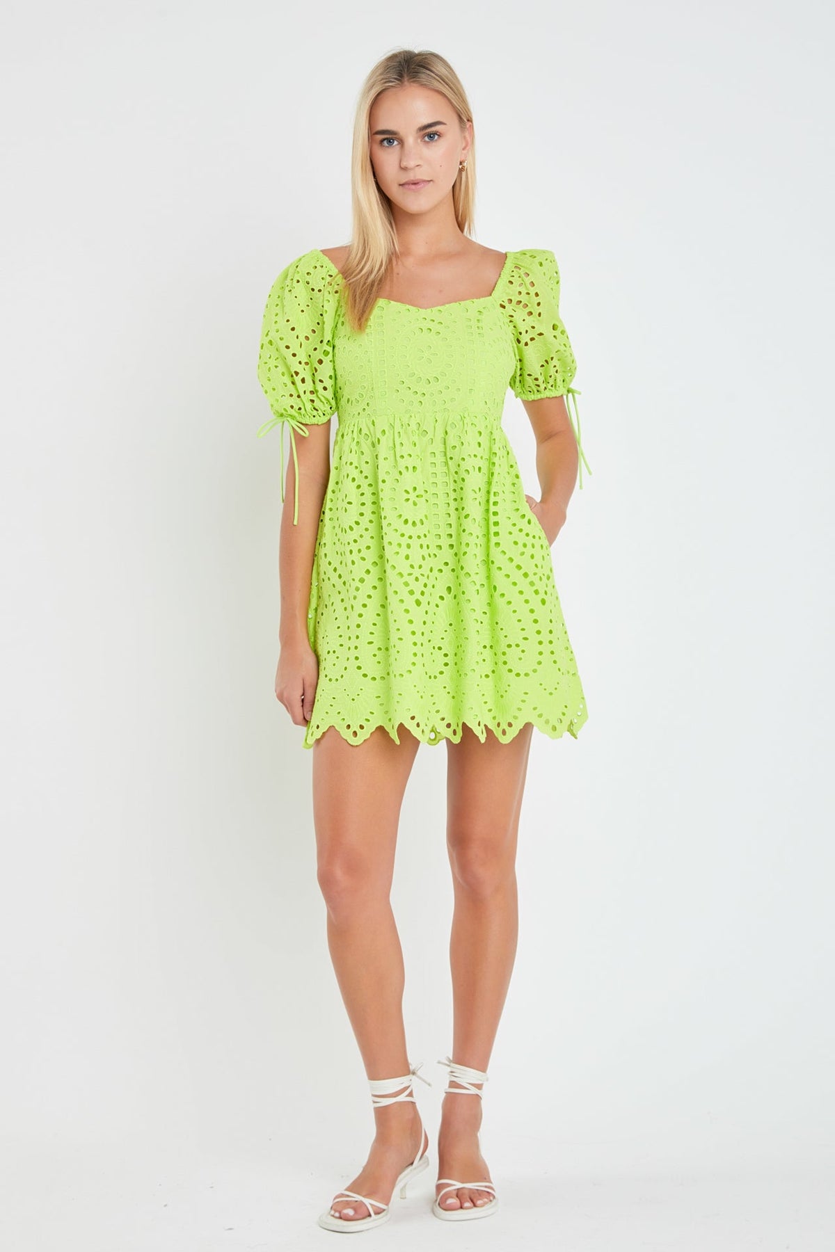 ENGLISH FACTORY - English Factory - Eyelet Scallop Edge Mini Dress - DRESSES available at Objectrare