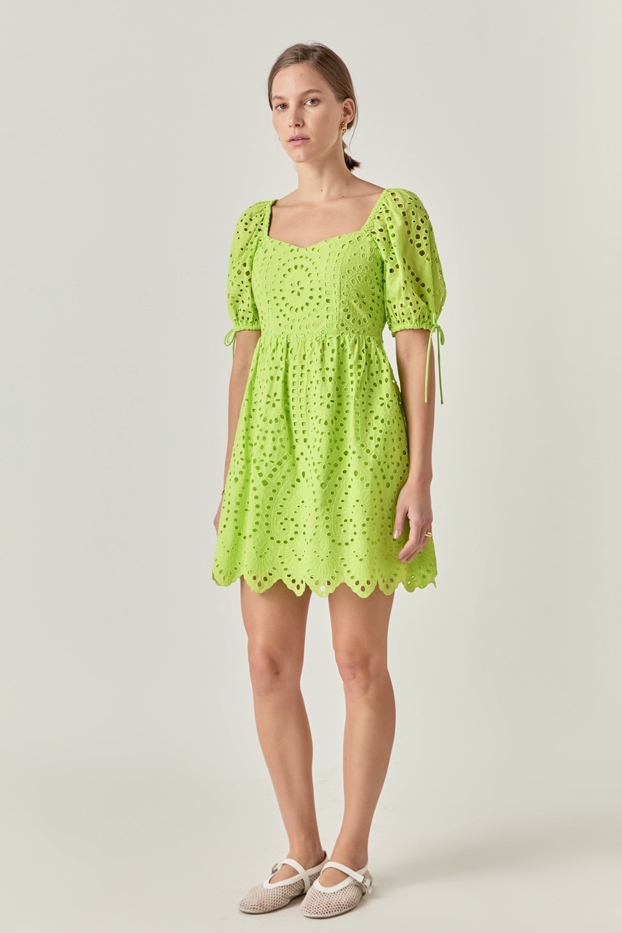 ENGLISH FACTORY - Eyelet Scallop Edge Mini Dress - DRESSES available at Objectrare
