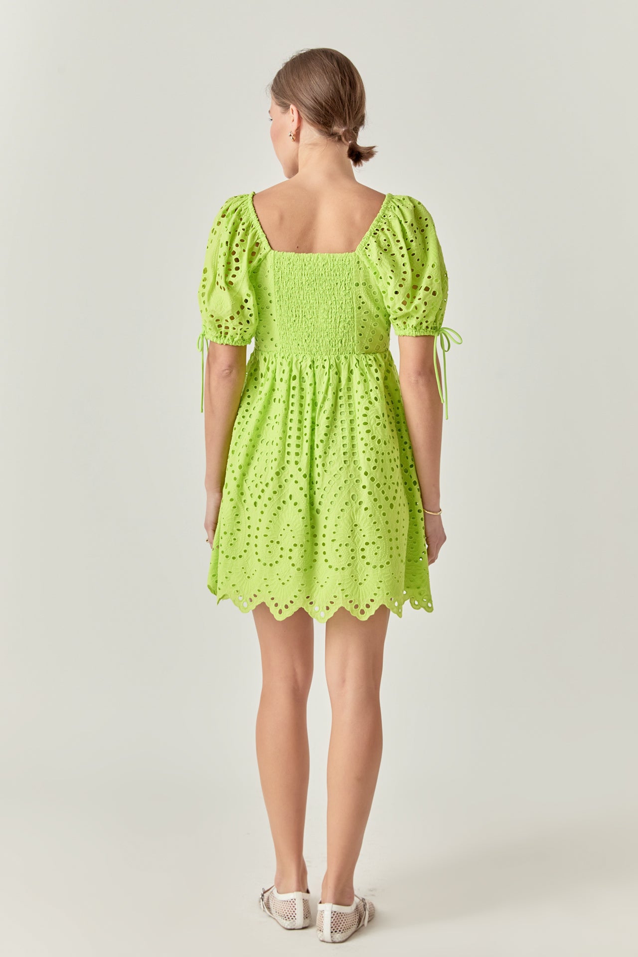 ENGLISH FACTORY - Eyelet Scallop Edge Mini Dress - DRESSES available at Objectrare