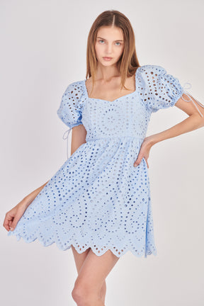 ENGLISH FACTORY - Eyelet Scallop Edge Mini Dress - DRESSES available at Objectrare