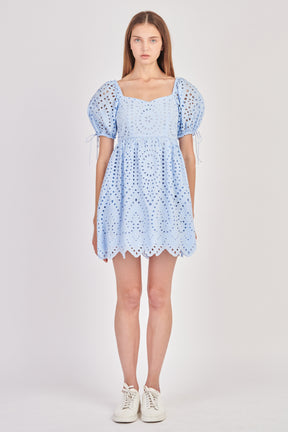 ENGLISH FACTORY - Eyelet Scallop Edge Mini Dress - DRESSES available at Objectrare