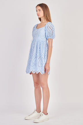 ENGLISH FACTORY - Eyelet Scallop Edge Mini Dress - DRESSES available at Objectrare