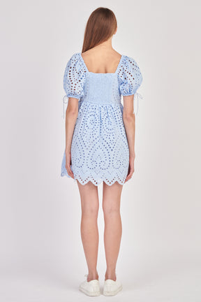 ENGLISH FACTORY - Eyelet Scallop Edge Mini Dress - DRESSES available at Objectrare