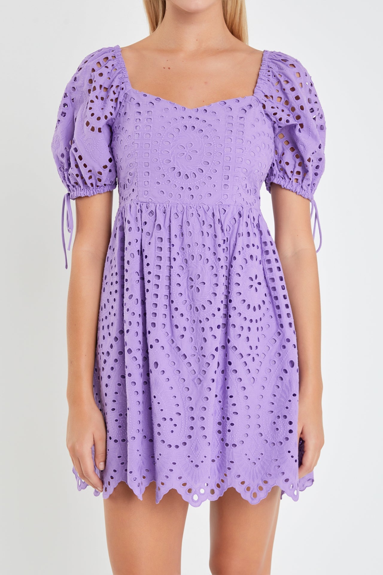 ENGLISH FACTORY - Eyelet Scallop Edge Mini Dress - DRESSES available at Objectrare