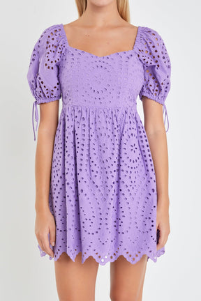 ENGLISH FACTORY - Eyelet Scallop Edge Mini Dress - DRESSES available at Objectrare