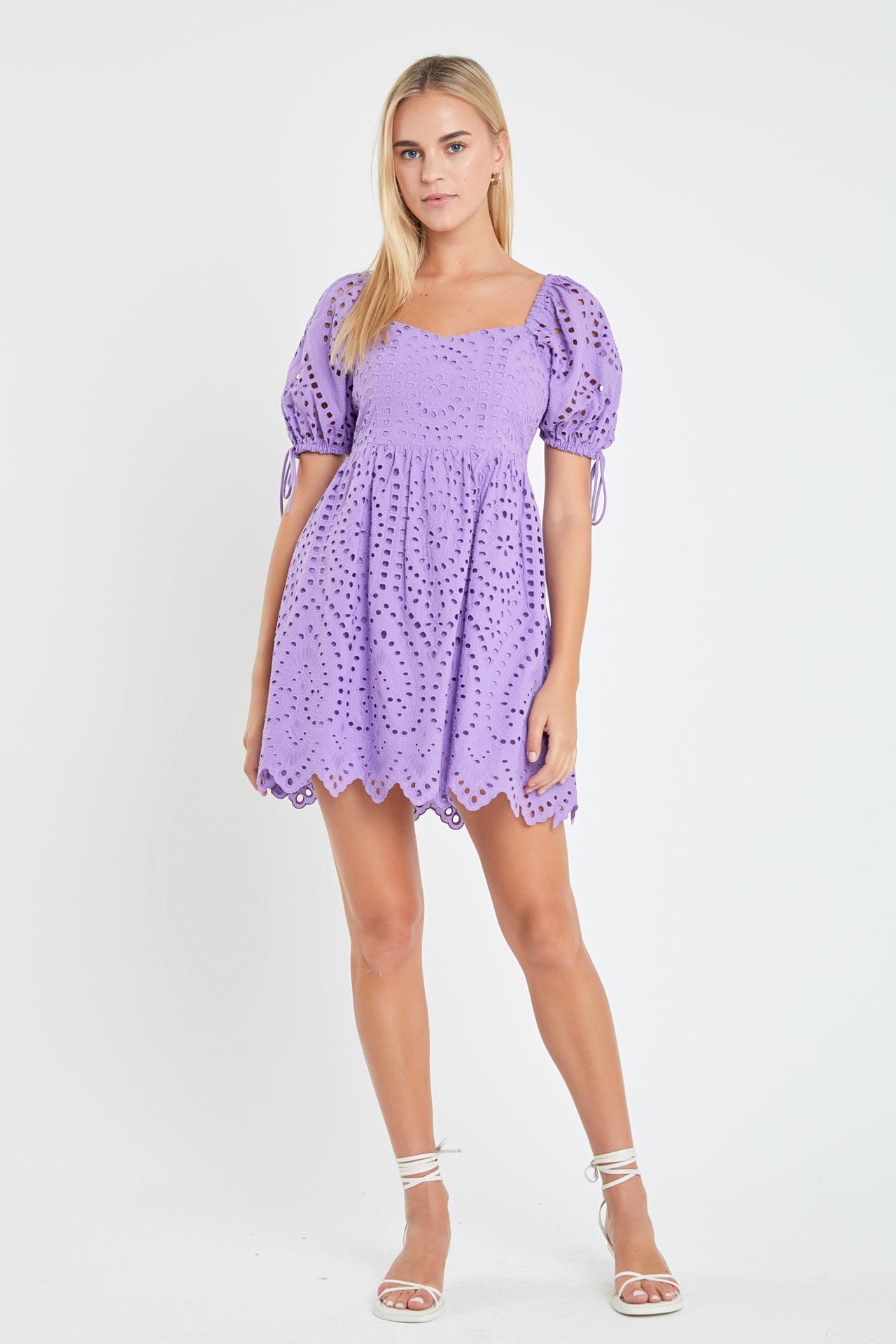 ENGLISH FACTORY - Eyelet Scallop Edge Mini Dress - DRESSES available at Objectrare