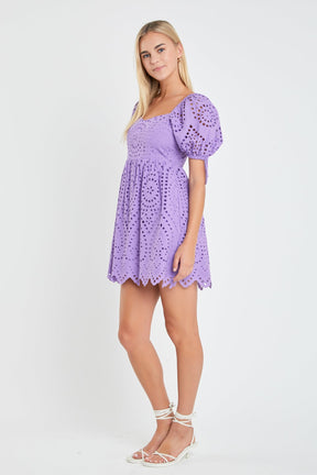 ENGLISH FACTORY - Eyelet Scallop Edge Mini Dress - DRESSES available at Objectrare