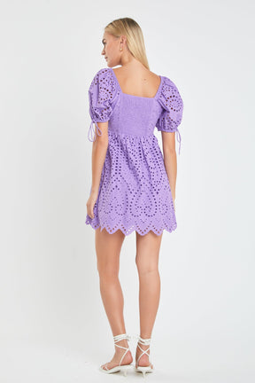 ENGLISH FACTORY - Eyelet Scallop Edge Mini Dress - DRESSES available at Objectrare
