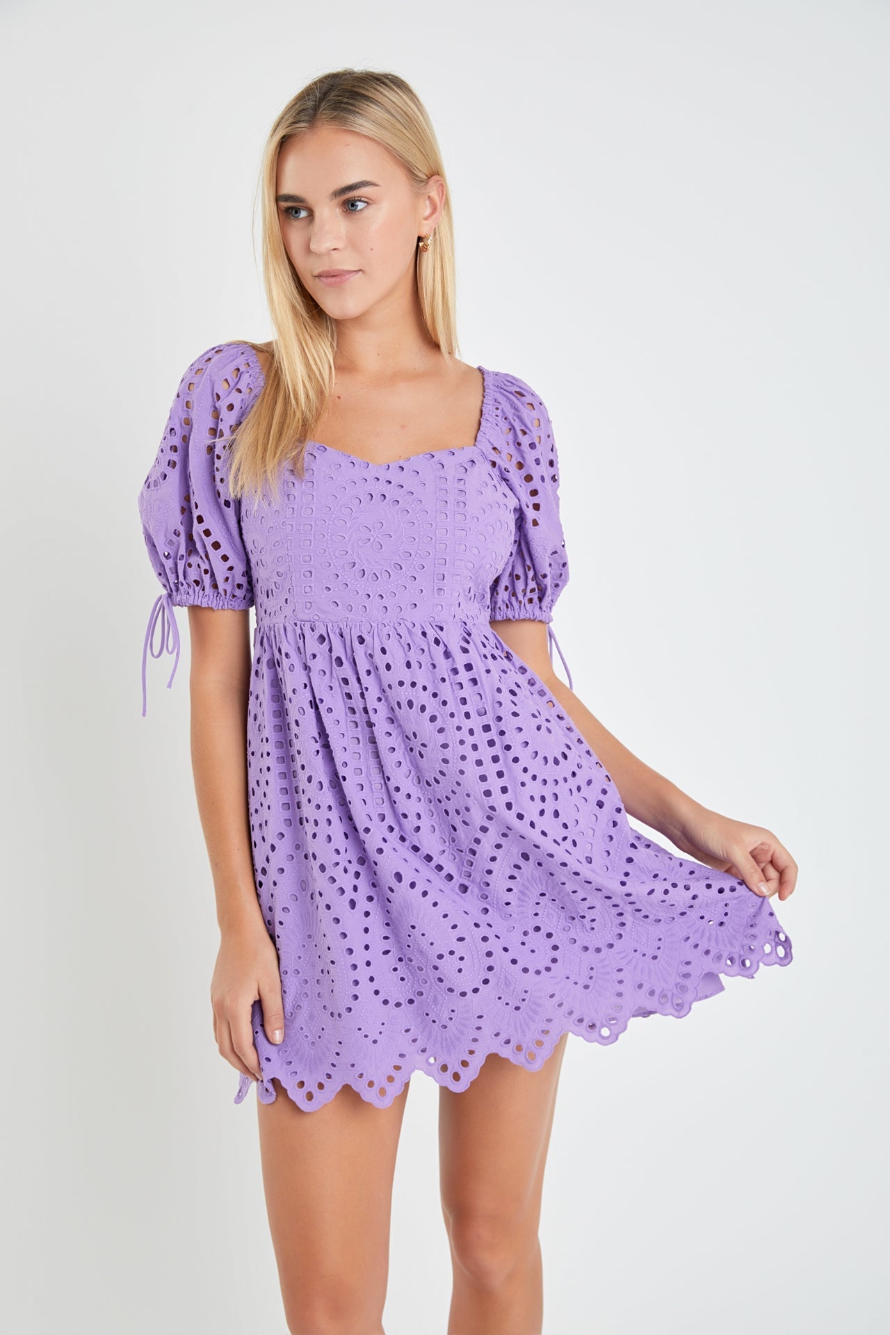 ENGLISH FACTORY - Eyelet Scallop Edge Mini Dress - DRESSES available at Objectrare