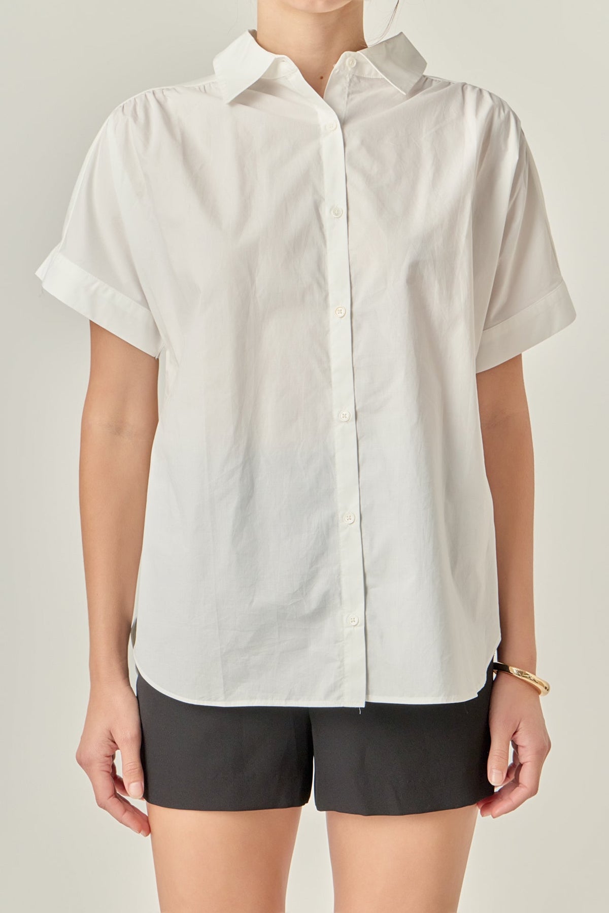 ENGLISH FACTORY - Mixed Media Collared Top - TOPS available at Objectrare