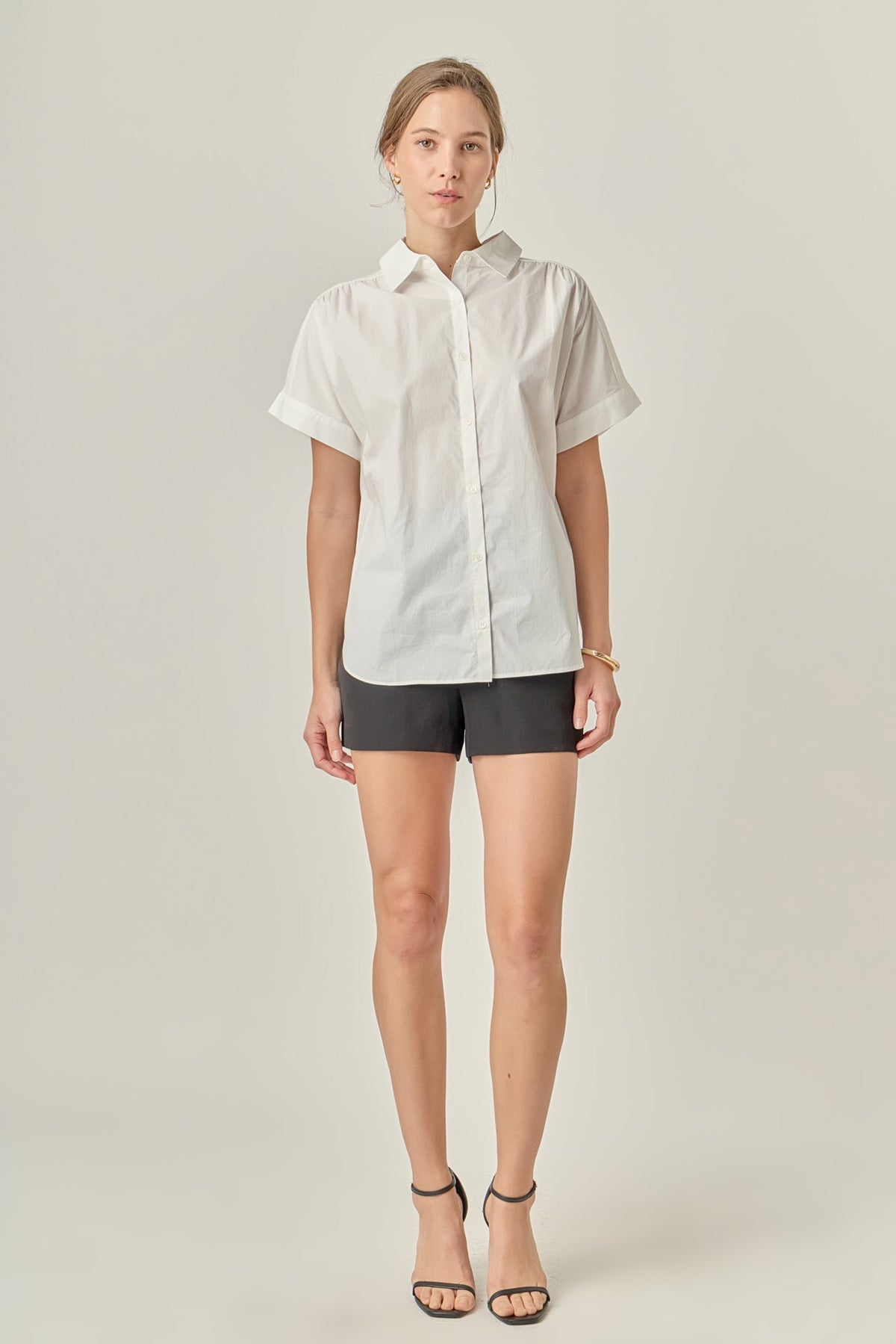 ENGLISH FACTORY - Mixed Media Collared Top - TOPS available at Objectrare