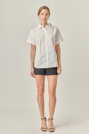 ENGLISH FACTORY - Mixed Media Collared Top - TOPS available at Objectrare