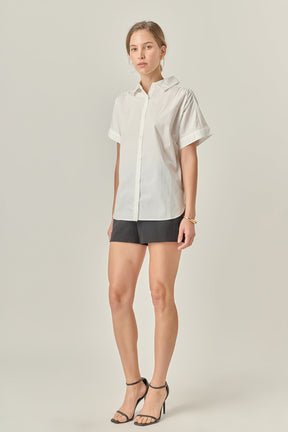 ENGLISH FACTORY - Mixed Media Collared Top - TOPS available at Objectrare