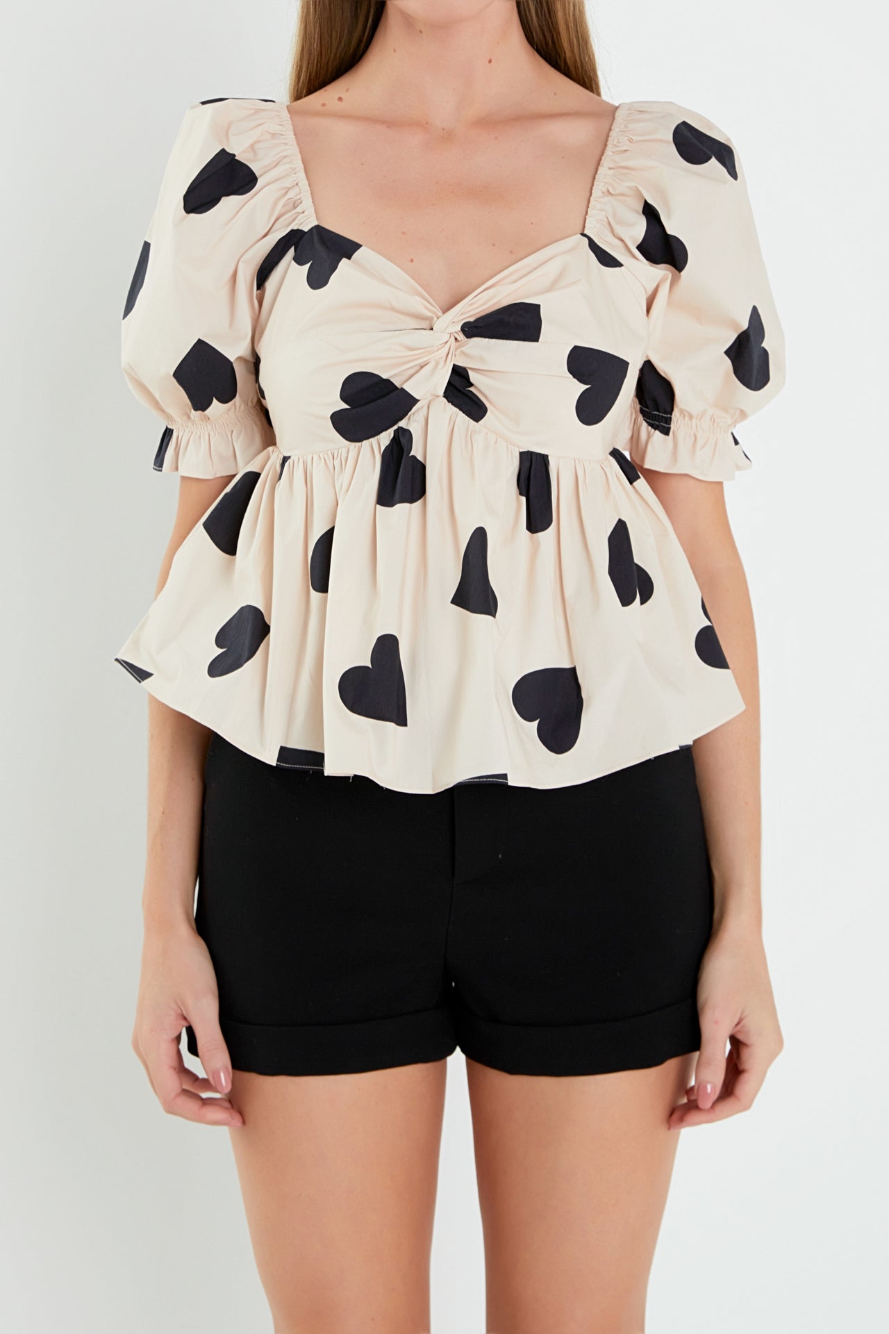 ENGLISH FACTORY - English Factory - Heart Shape Puff Sleeve Top - TOPS available at Objectrare