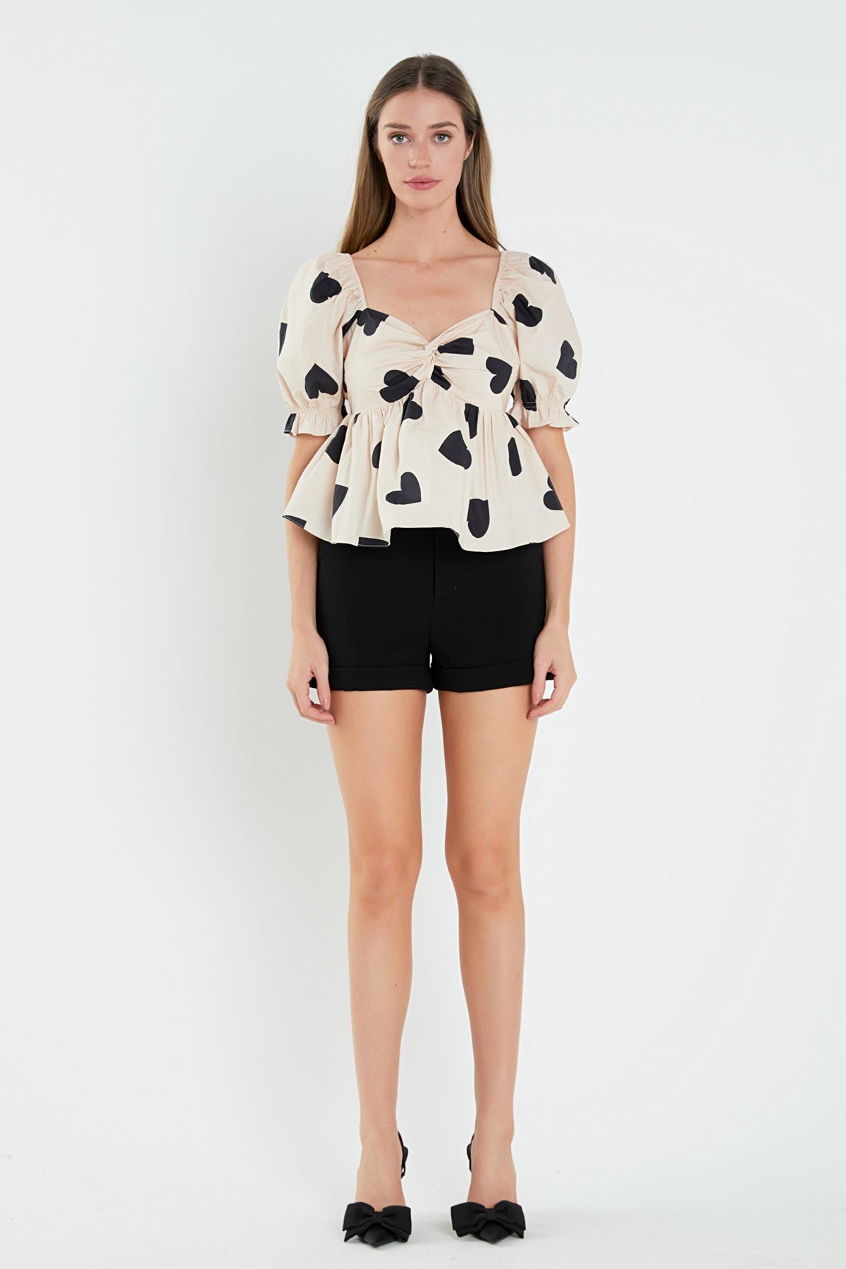 ENGLISH FACTORY - Heart Shape Puff Sleeve Top - TOPS available at Objectrare