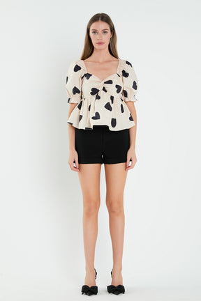 ENGLISH FACTORY - Heart Shape Puff Sleeve Top - TOPS available at Objectrare