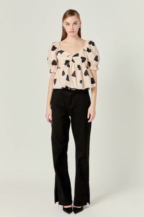 ENGLISH FACTORY - English Factory - Heart Shape Puff Sleeve Top - TOPS available at Objectrare