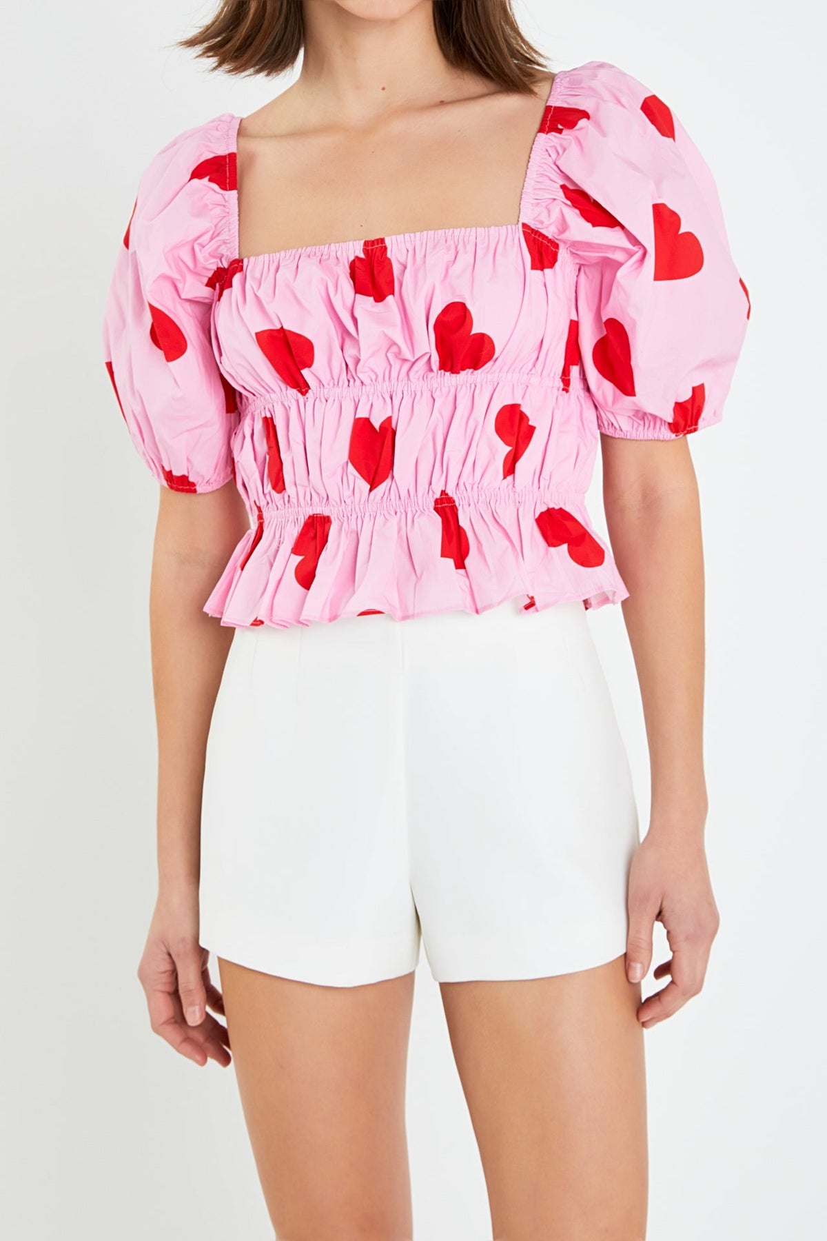ENGLISH FACTORY - Heart Shape Shirring Top - TOPS available at Objectrare