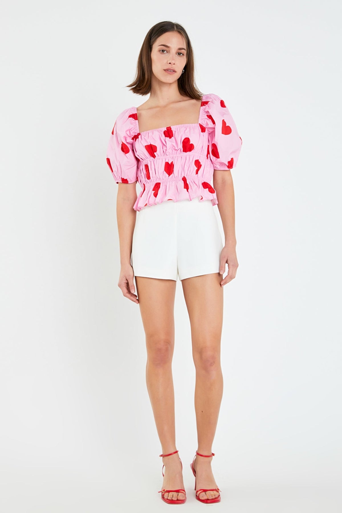 ENGLISH FACTORY - Heart Shape Shirring Top - TOPS available at Objectrare