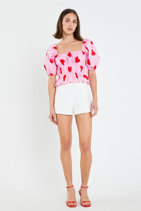 ENGLISH FACTORY - Heart Shape Shirring Top - TOPS available at Objectrare