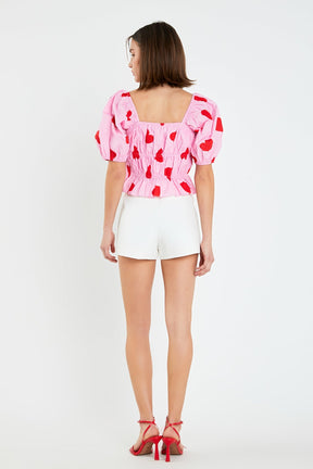 ENGLISH FACTORY - English Factory - Heart Shape Shirring Top - TOPS available at Objectrare