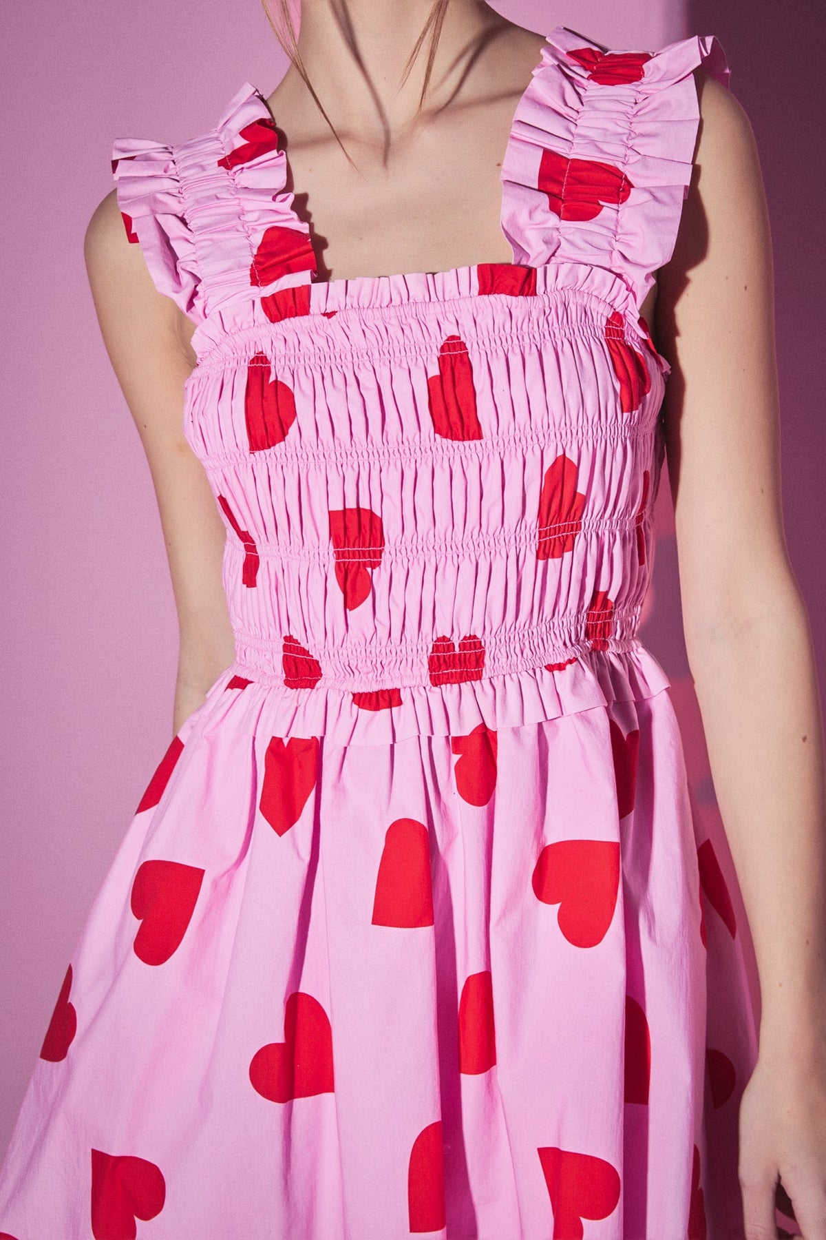 ENGLISH FACTORY - Heart Shape Smocked Mini Dress - DRESSES available at Objectrare