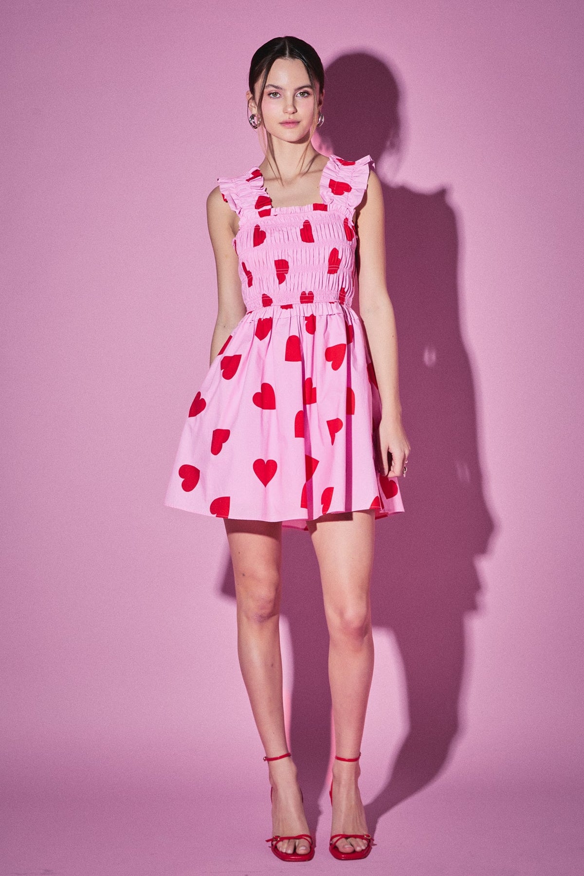 ENGLISH FACTORY - Heart Shape Smocked Mini Dress - DRESSES available at Objectrare
