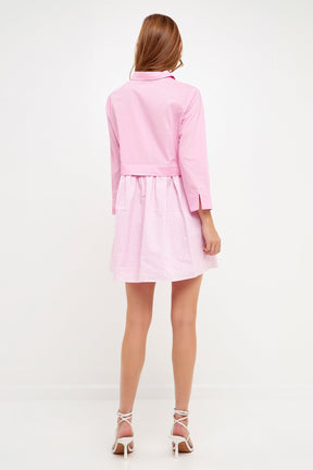 ENGLISH FACTORY - Stripe Contrast Shirt Mini Dress - DRESSES available at Objectrare