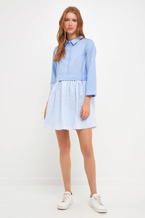 ENGLISH FACTORY - English Factory - Stripe Contrast Shirt Mini Dress - DRESSES available at Objectrare