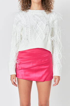 ENDLESS ROSE - Feather Detail Cropped Sweater - SWEATERS & KNITS available at Objectrare