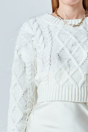 ENDLESS ROSE - Feather Detail Cropped Sweater - SWEATERS & KNITS available at Objectrare