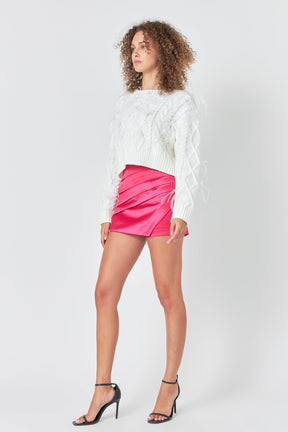 ENDLESS ROSE - Endless Rose - Feather Detail Cropped Sweater - SWEATERS & KNITS available at Objectrare