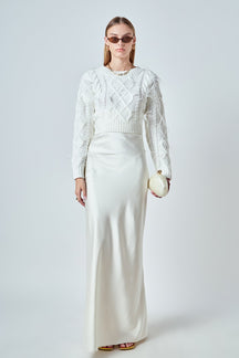 ENDLESS ROSE - Feather Detail Cropped Sweater - SWEATERS & KNITS available at Objectrare