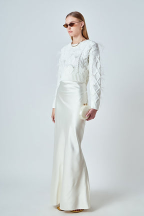 ENDLESS ROSE - Feather Detail Cropped Sweater - SWEATERS & KNITS available at Objectrare