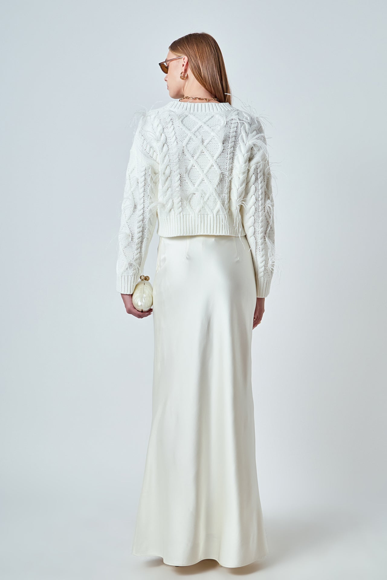 ENDLESS ROSE - Feather Detail Cropped Sweater - SWEATERS & KNITS available at Objectrare