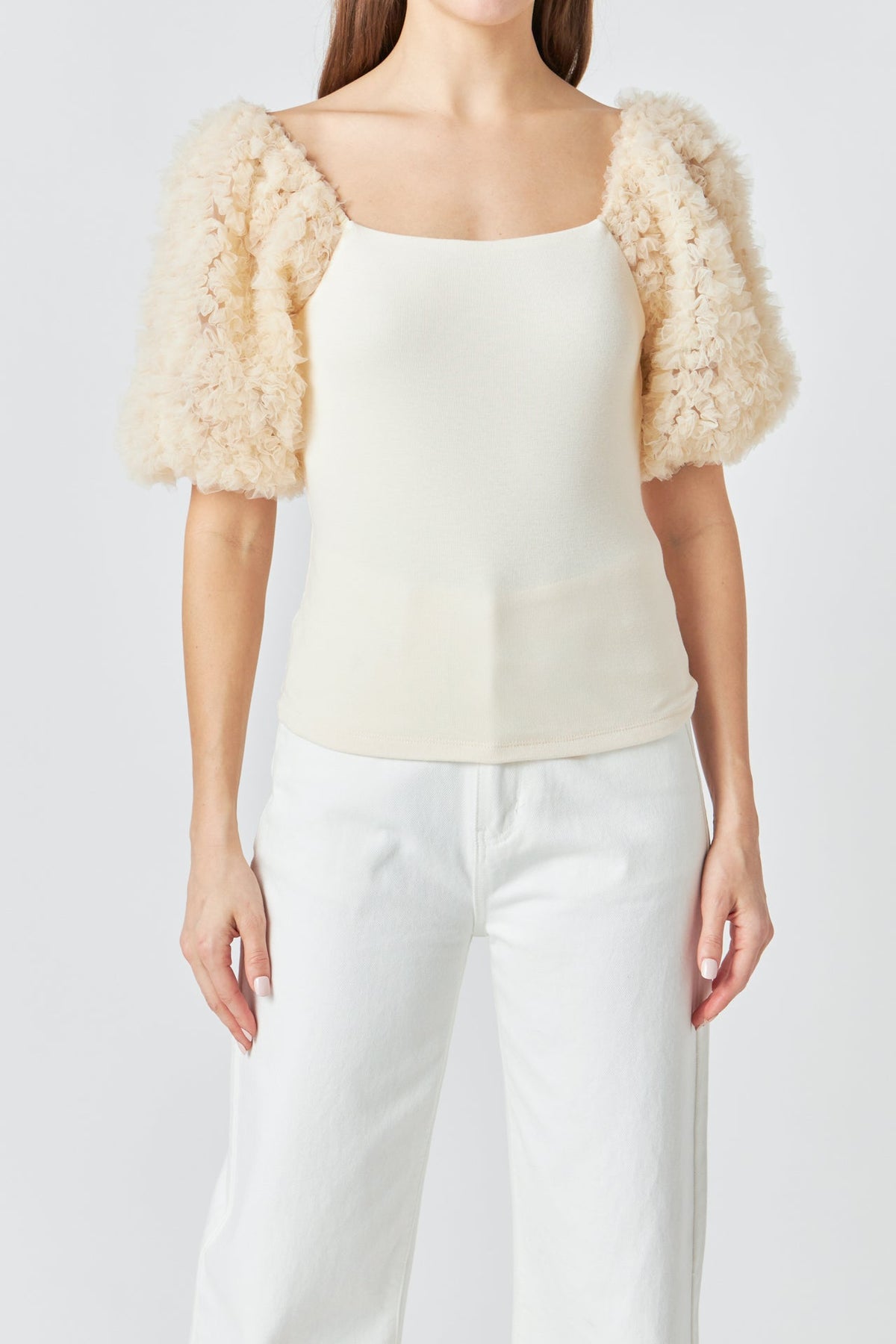 ENDLESS ROSE - Endless Rose - Tulle Puff Sleeve Top - TOPS available at Objectrare