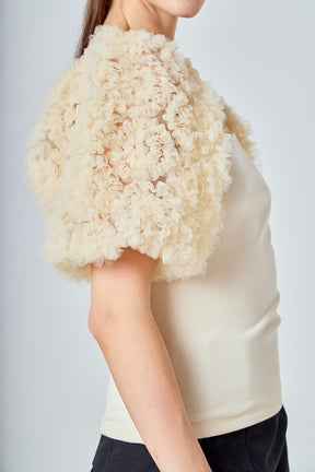 ENDLESS ROSE - Tulle Puff Sleeve Top - TOPS available at Objectrare
