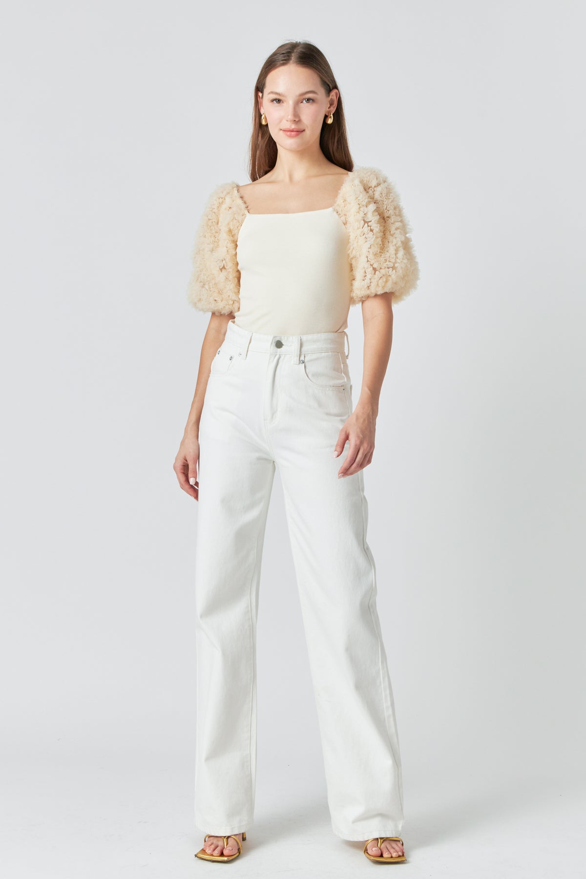 ENDLESS ROSE - Tulle Puff Sleeve Top - TOPS available at Objectrare