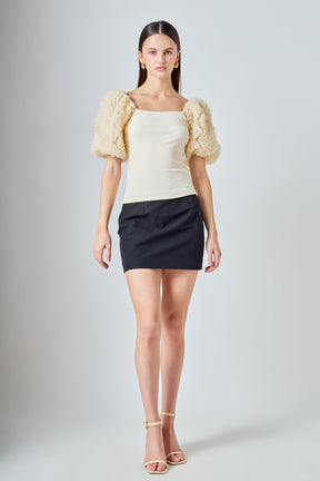 ENDLESS ROSE - Tulle Puff Sleeve Top - TOPS available at Objectrare