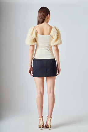 ENDLESS ROSE - Tulle Puff Sleeve Top - TOPS available at Objectrare