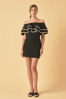 ENDLESS ROSE - Off-The-Shoulder Ruffle Mini Dress - DRESSES available at Objectrare
