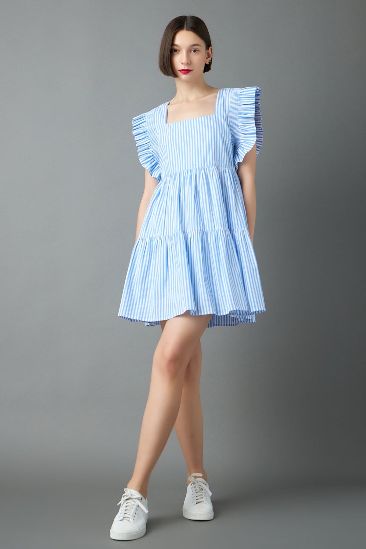 ENGLISH FACTORY - Stripe Square Neckline Mini Dress - DRESSES available at Objectrare