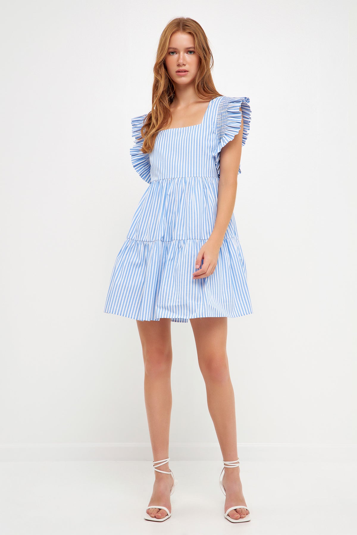 ENGLISH FACTORY - Stripe Square Neckline Mini Dress - DRESSES available at Objectrare
