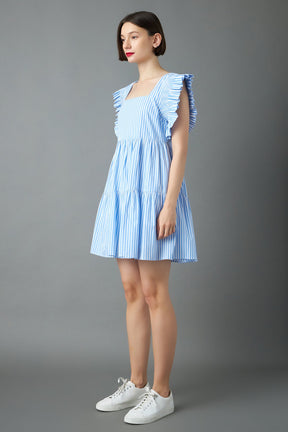 ENGLISH FACTORY - Stripe Square Neckline Mini Dress - DRESSES available at Objectrare