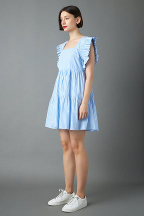 ENGLISH FACTORY - English Factory - Stripe Square Neckline Mini Dress - DRESSES available at Objectrare