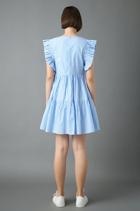 ENGLISH FACTORY - Stripe Square Neckline Mini Dress - DRESSES available at Objectrare