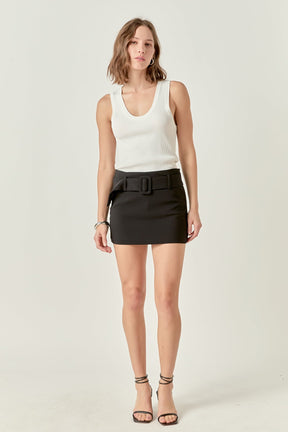 Belted Low Waist Skort