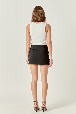 Belted Low Waist Skort