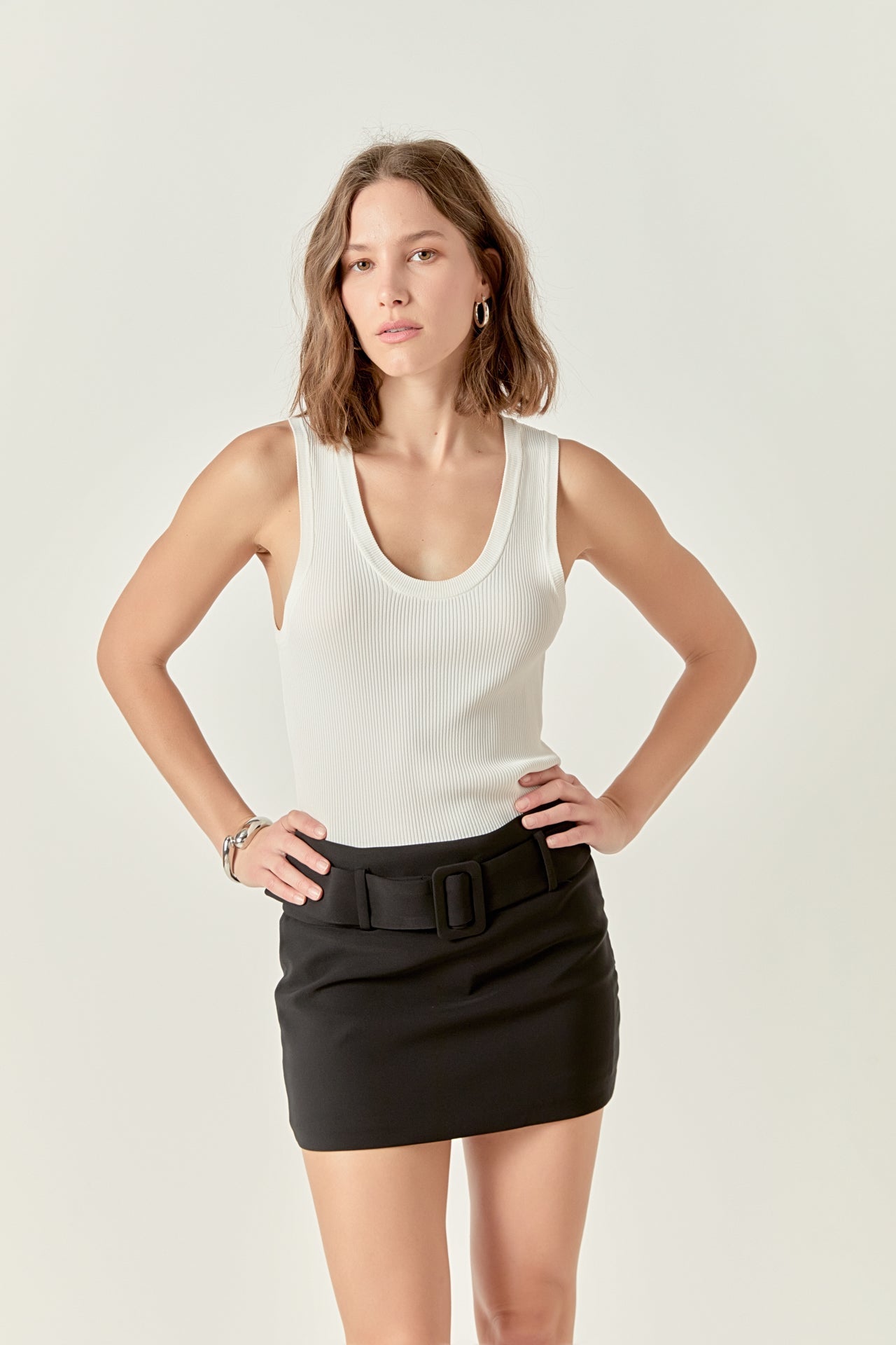 Belted Low Waist Skort