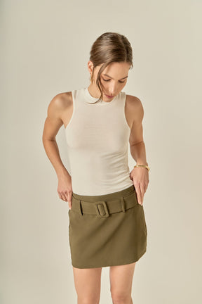 ENGLISH FACTORY - Belted Low Waist Skort - SKORTS available at Objectrare